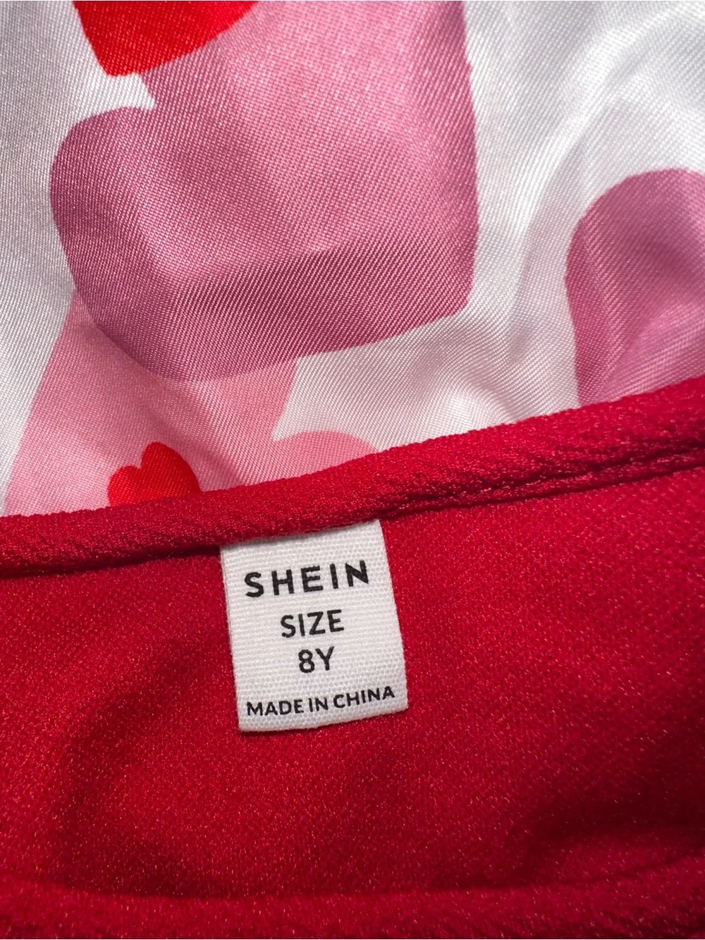 SHEIN Red Long-Sleeve Dress with Pink & Red Heart Skirt
